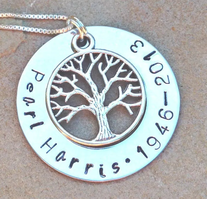 memorial necklace, rememberance necklace, tree of life necklace, loved one, natashaaloha