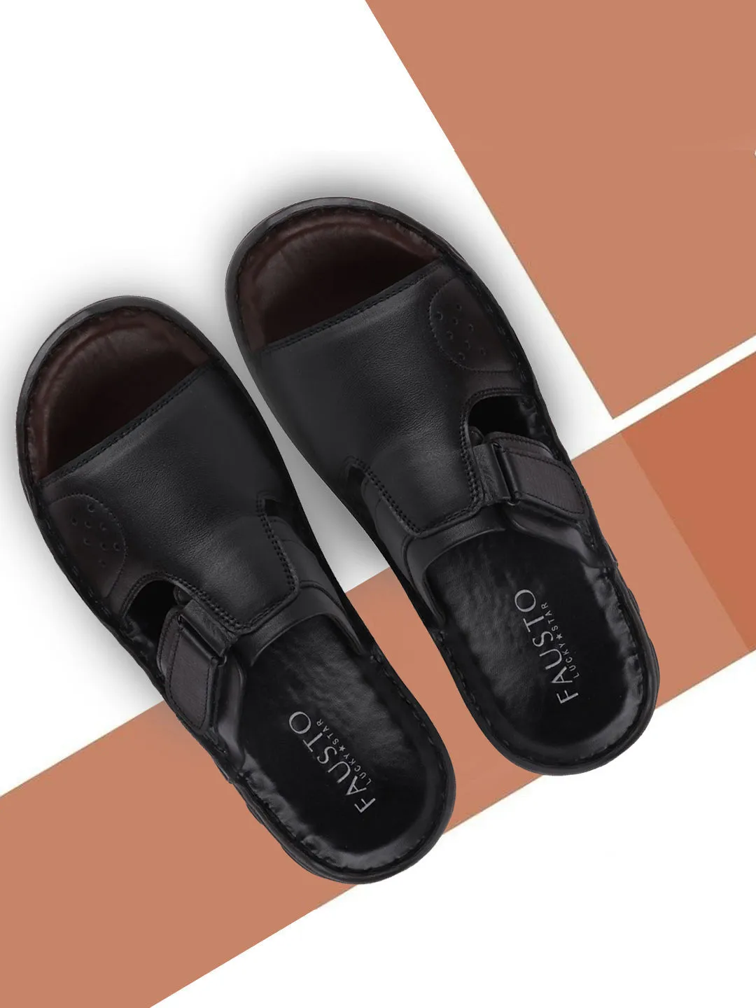 Men Black Formal Leather Slip-On Dress Slip-On Slippers