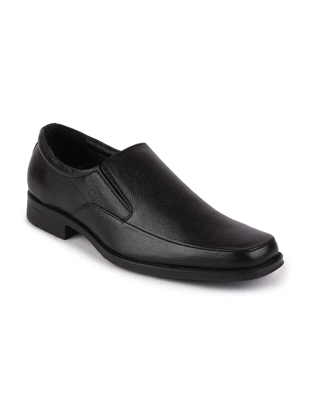 Men Black Plus Size Genuine Leather Formal Slip On Shoes