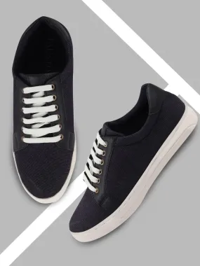 Men Blue Trending Lace Up Denim Sneakers