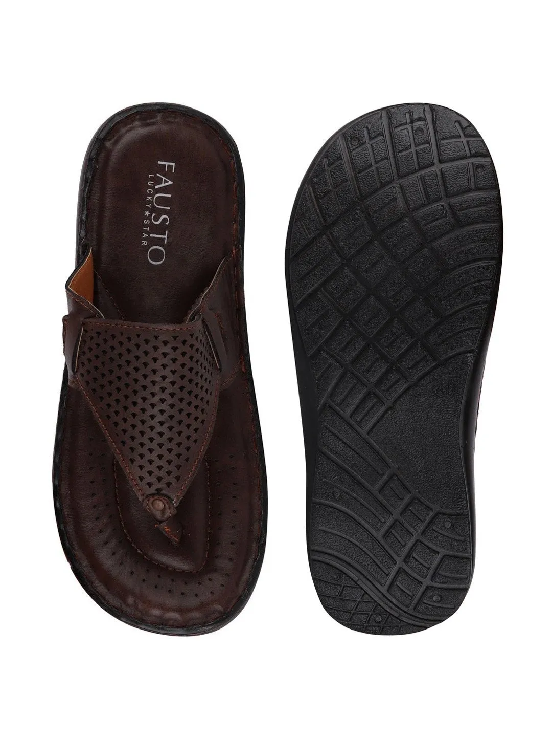 Men Brown Formal Slip-On Slippers