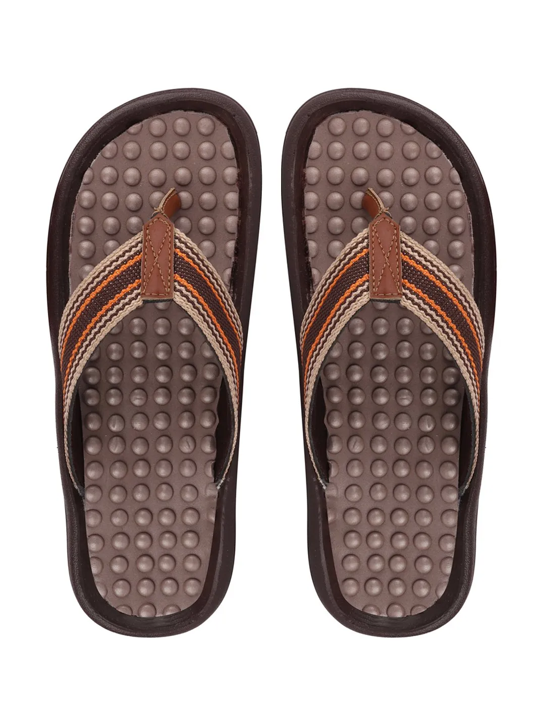 Men Brown/Orange Casual Slip-On Slippers