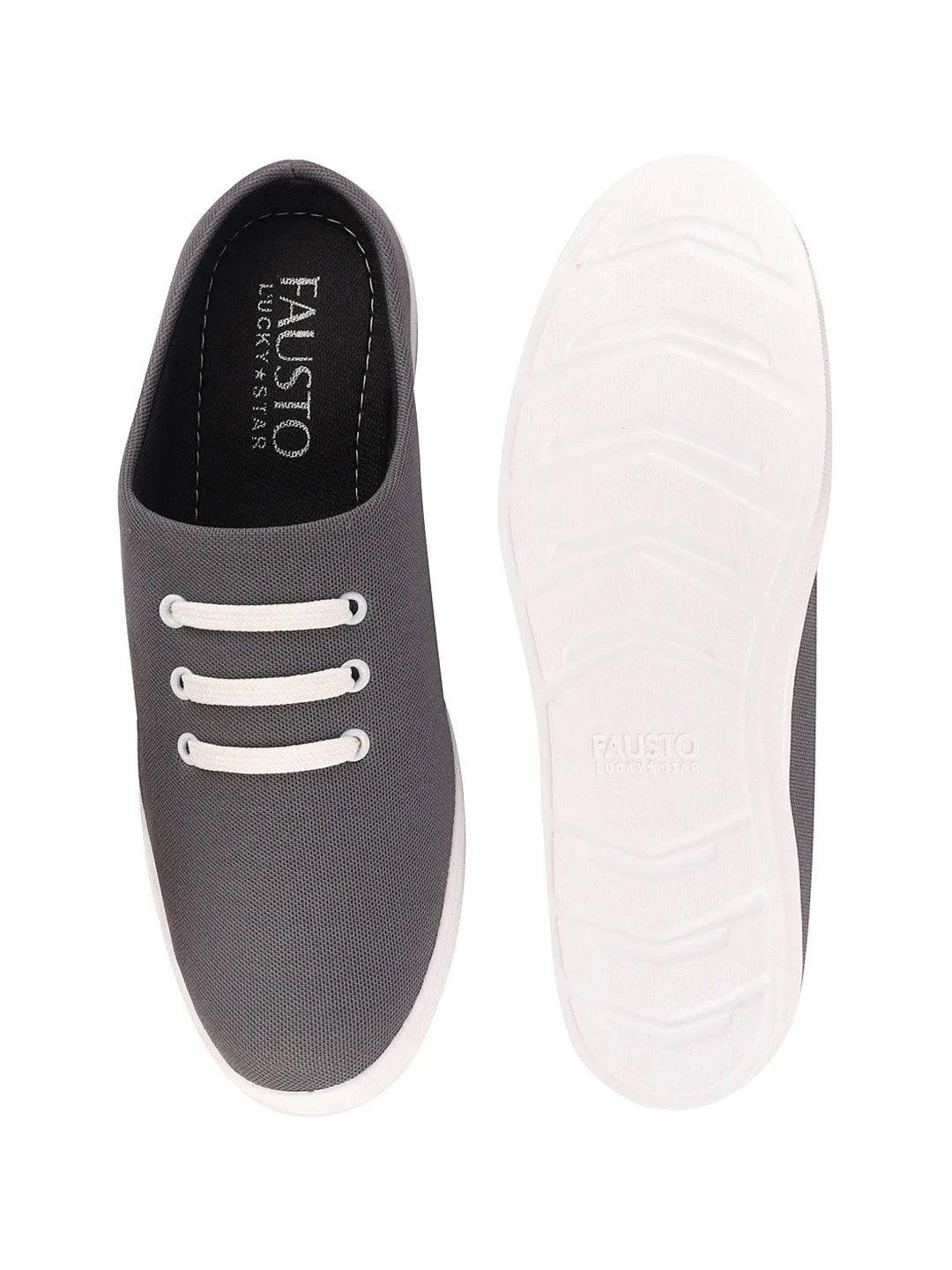 Men Grey Casual Canvas Slip-On Shoes