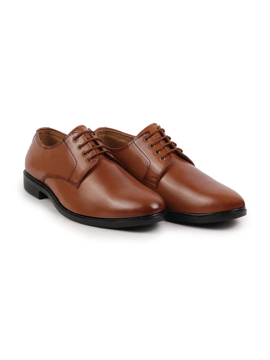 Men Tan Uniform Dress Anti Skid Sole Lace Up Formal Shoes For Office|Work|Party