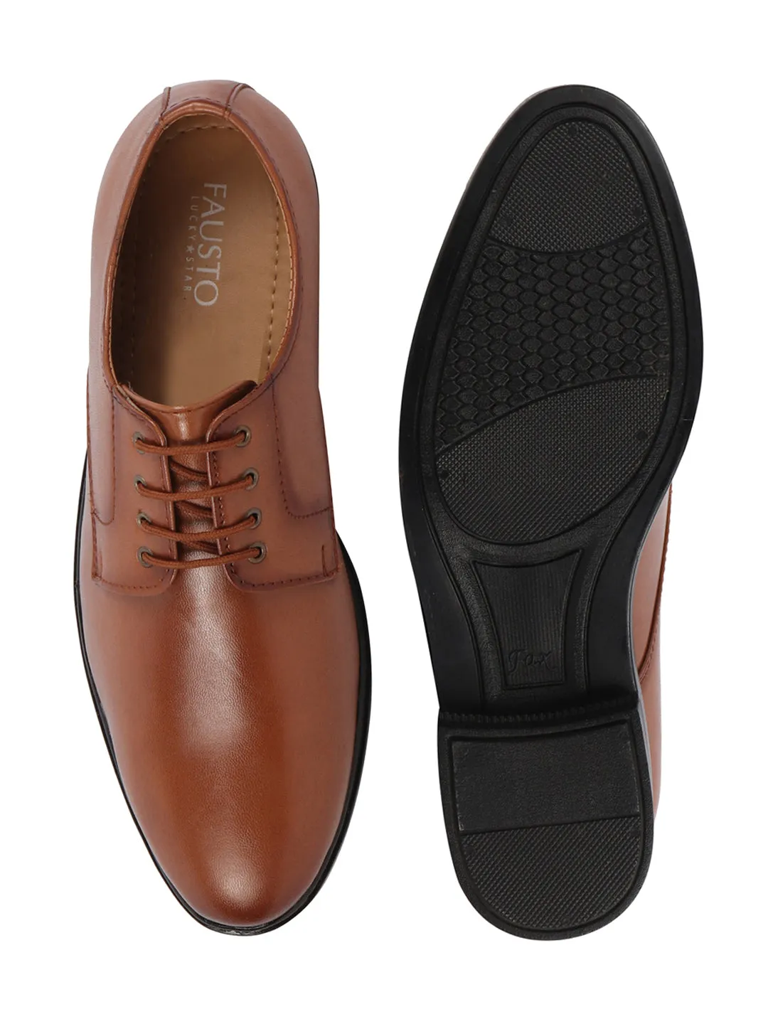 Men Tan Uniform Dress Anti Skid Sole Lace Up Formal Shoes For Office|Work|Party