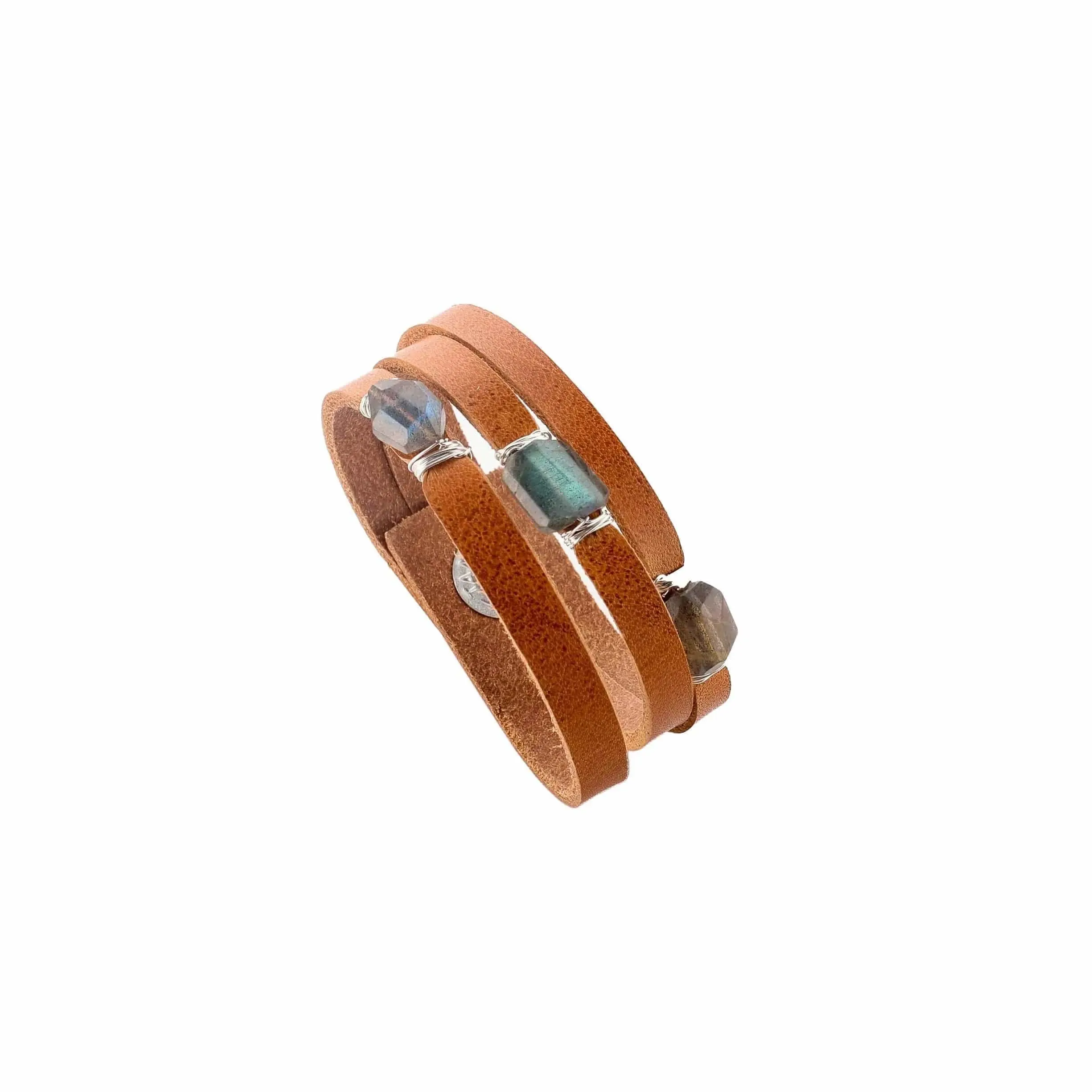 Mini Cinco Leather Wrap Bracelet Tan