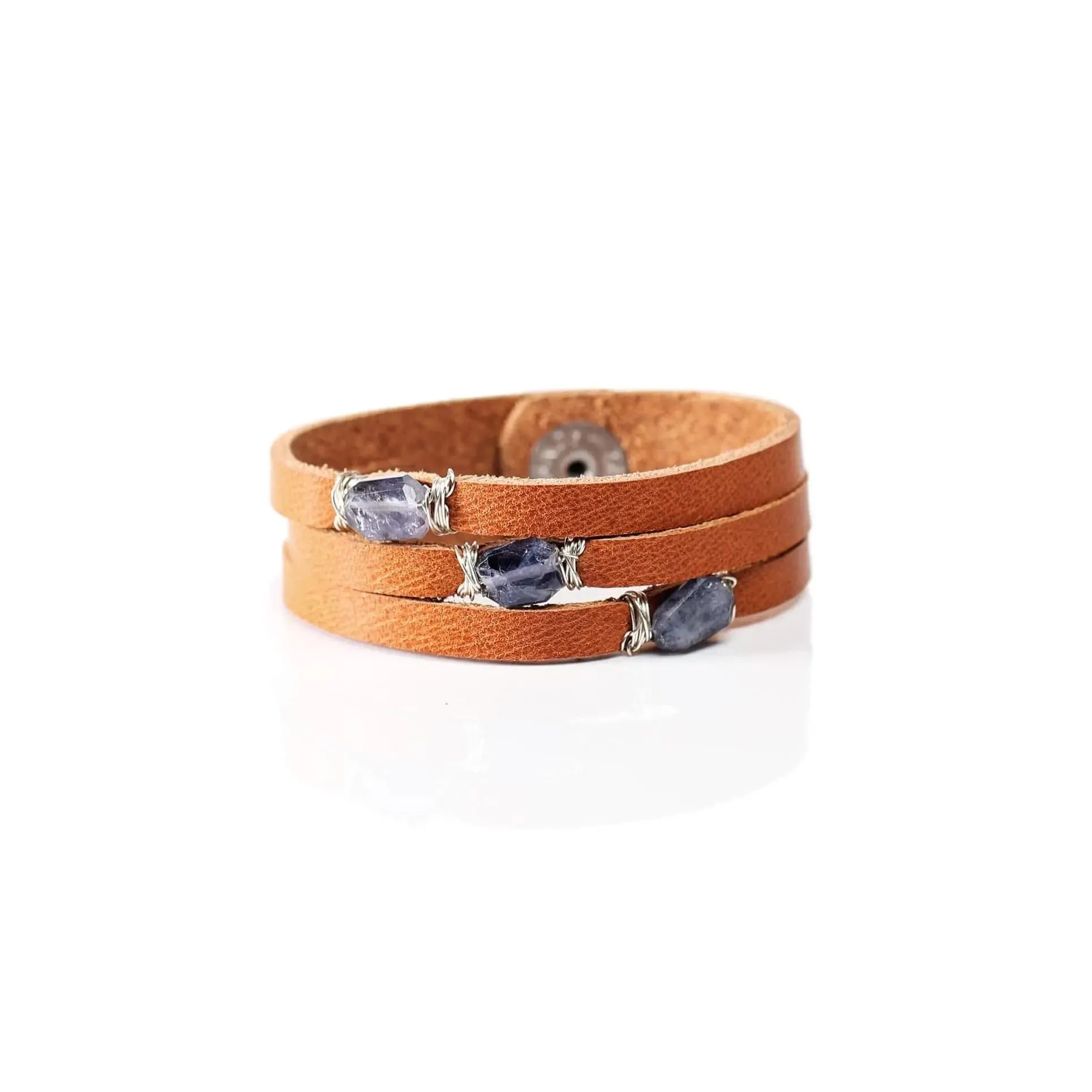 Mini Cinco Leather Wrap Bracelet Tan