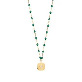 Miss Gigi Emerald diamond necklace, Yellow Gold, 16.5"