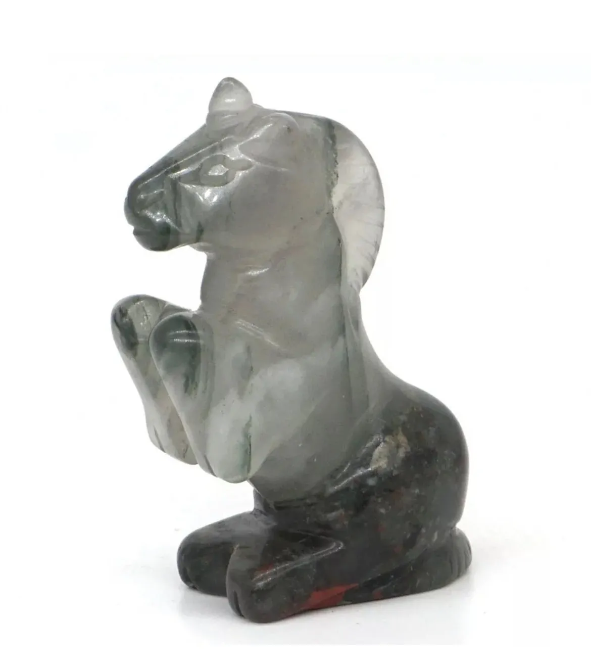 Natural African Bloodstone gemstone carved Unicorn Figurine