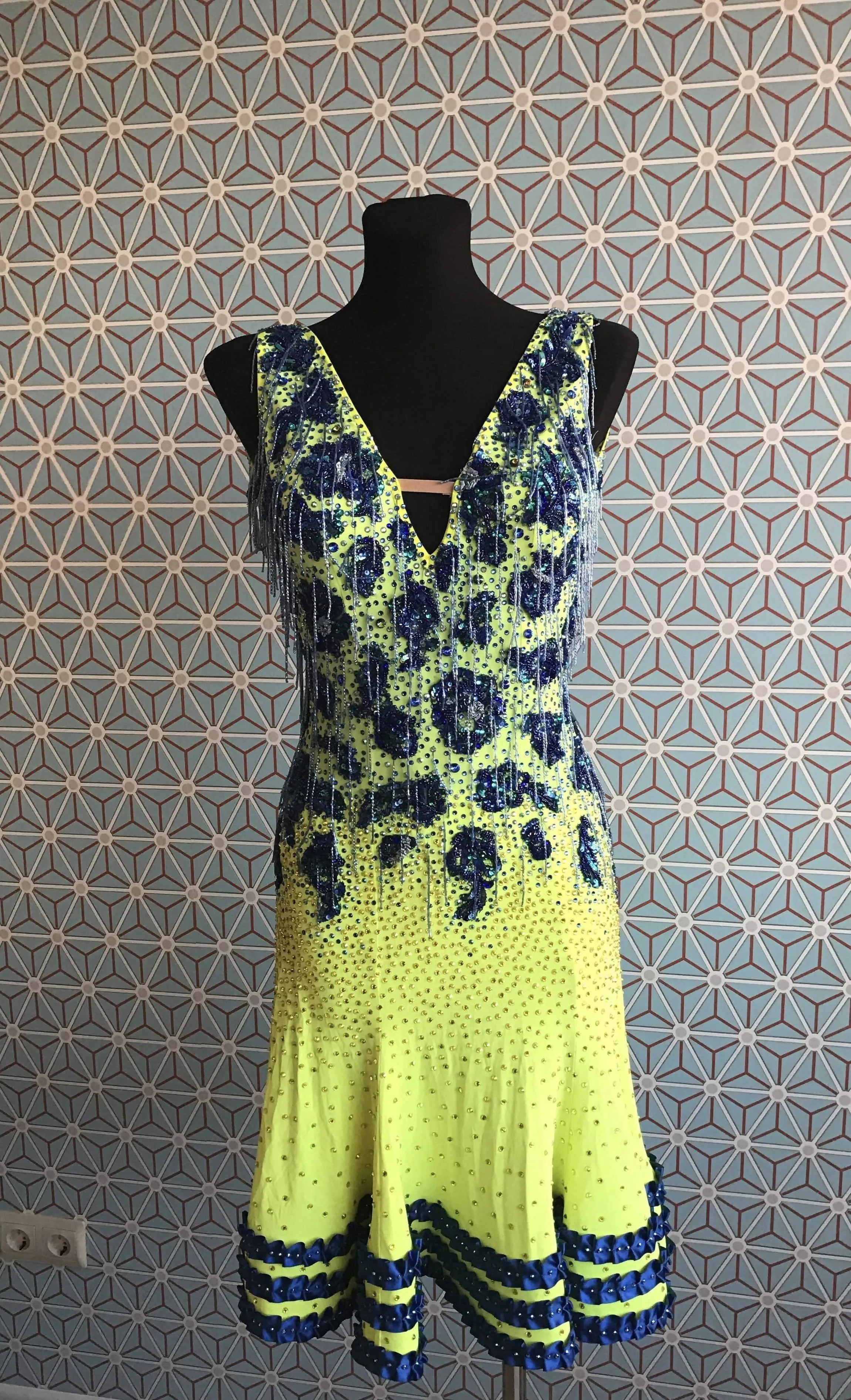 New Navy Lime Latin Dress