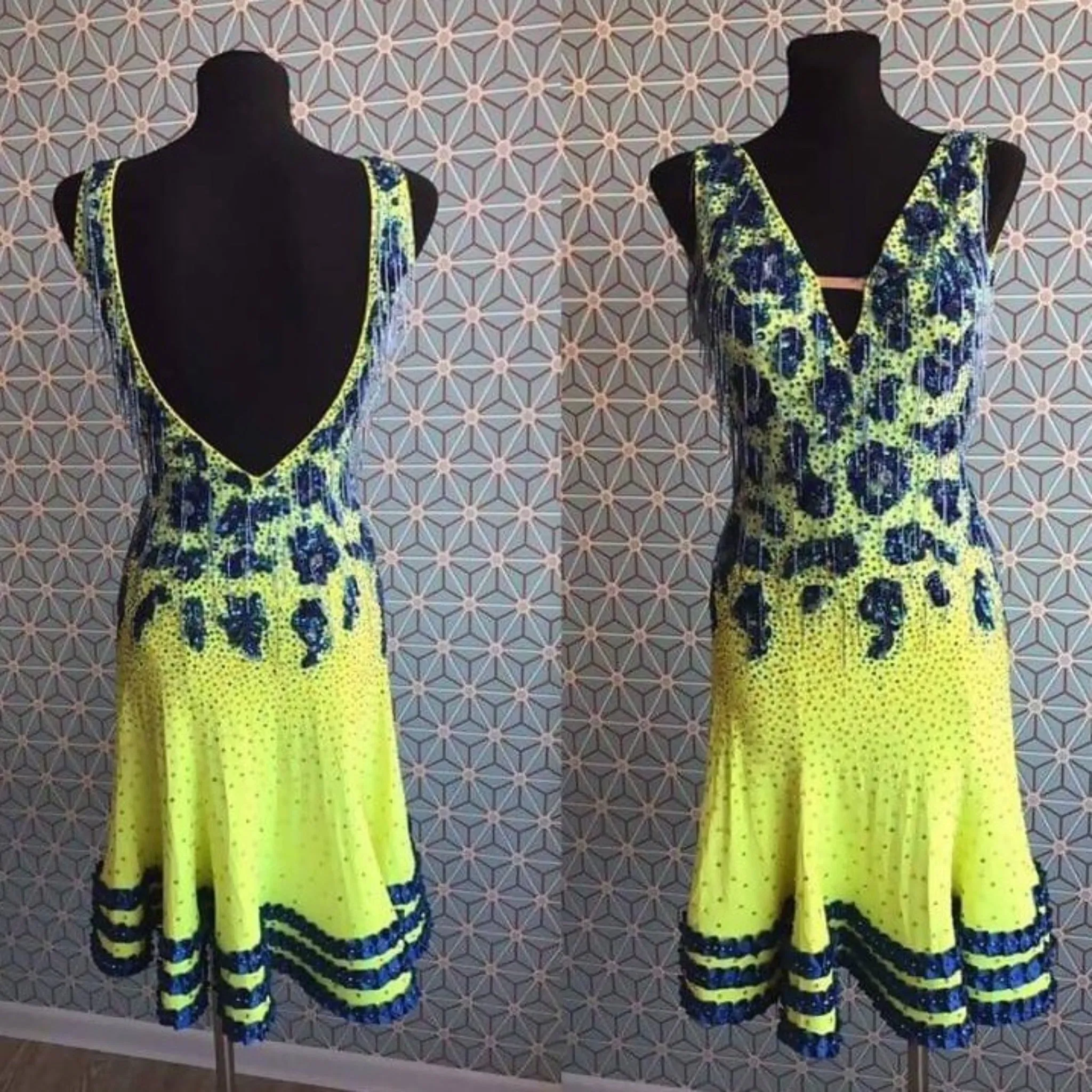 New Navy Lime Latin Dress