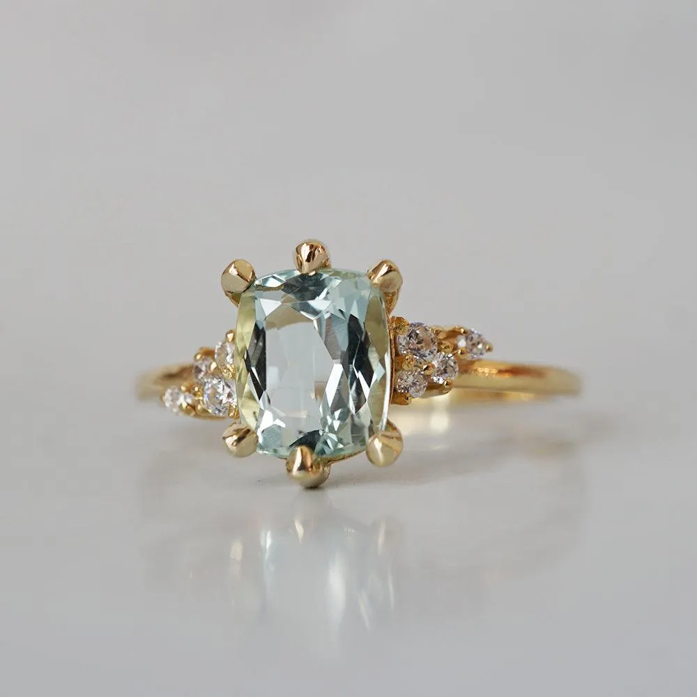 One Of A Kind: Aquamarine Cluster Diamond Ring