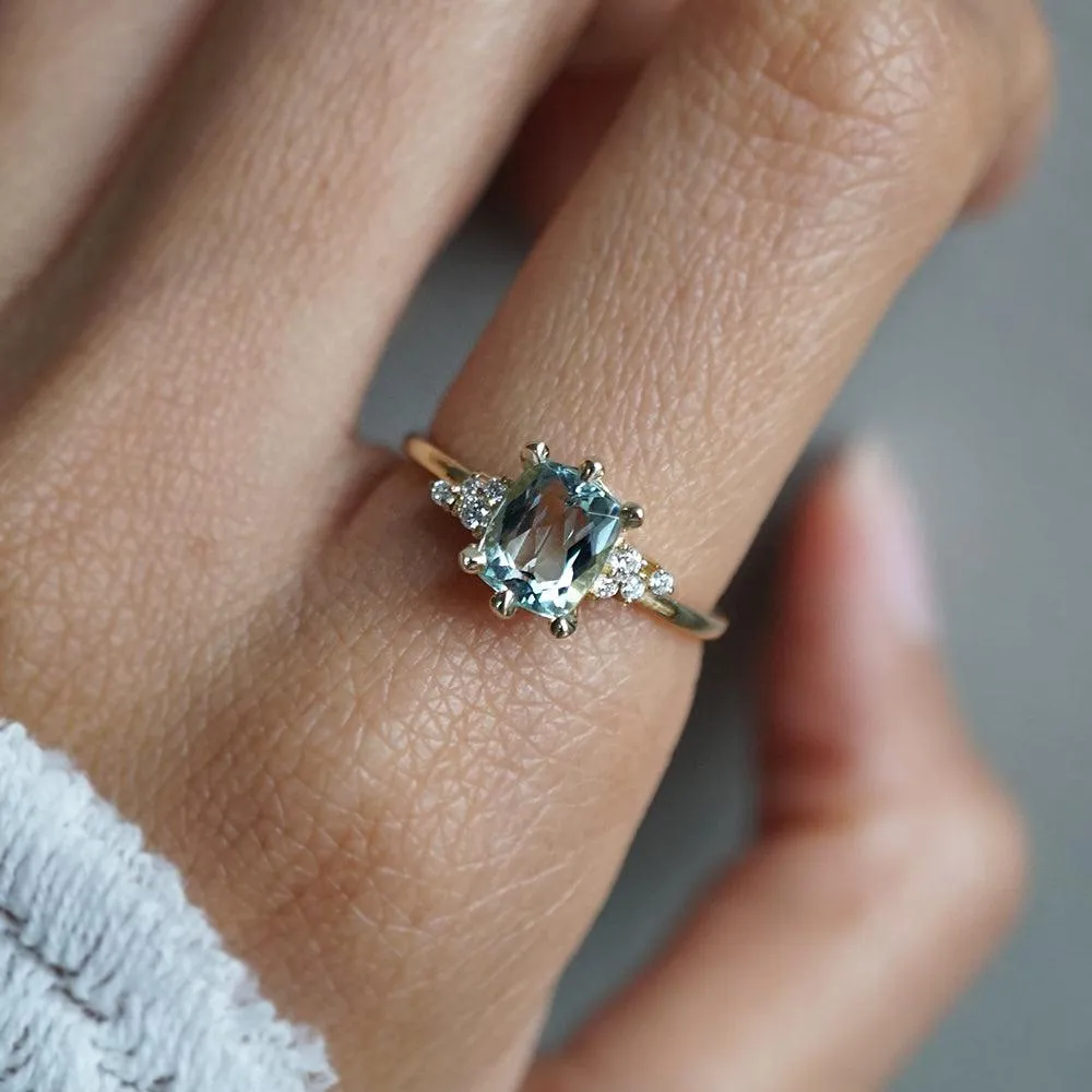 One Of A Kind: Aquamarine Cluster Diamond Ring