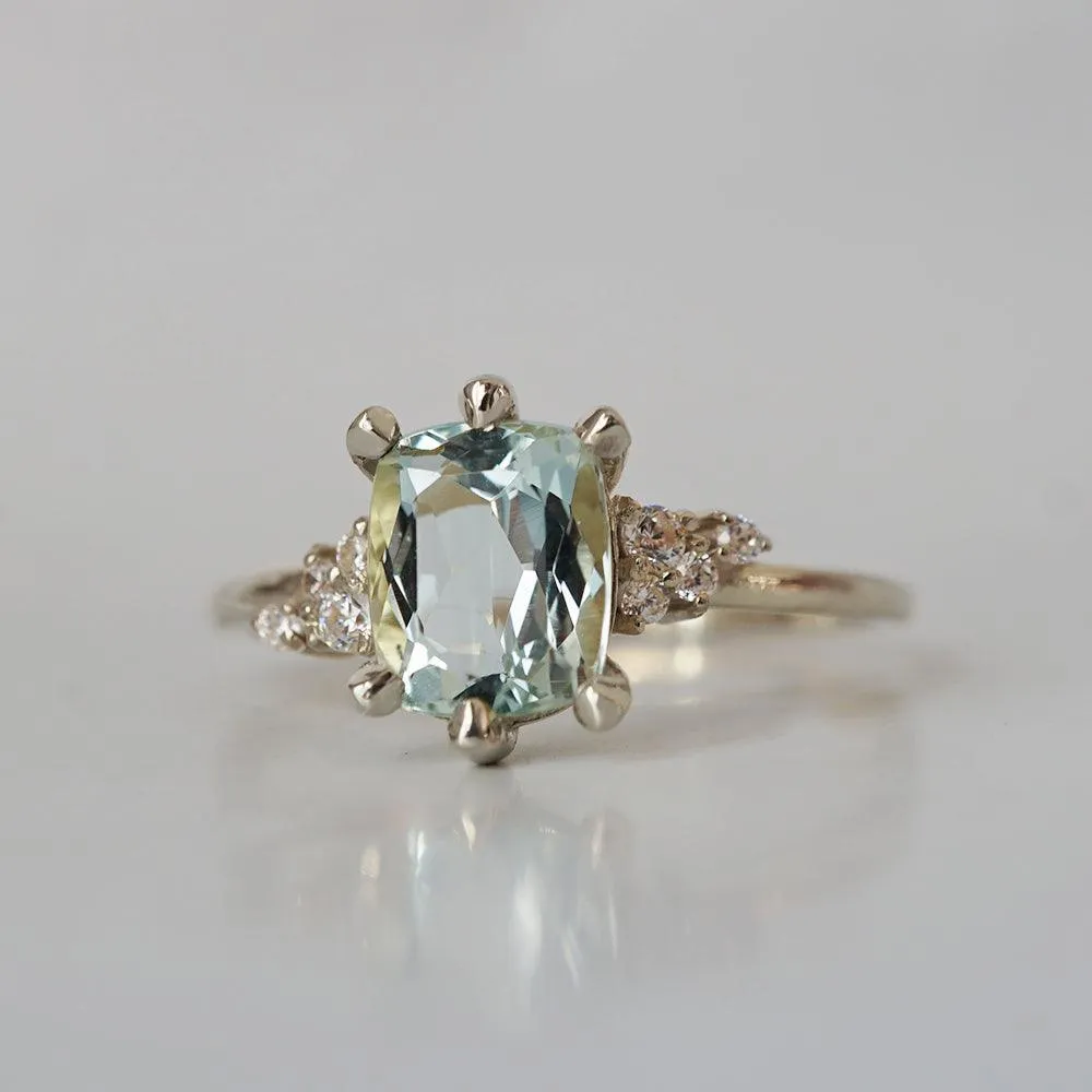 One Of A Kind: Aquamarine Cluster Diamond Ring