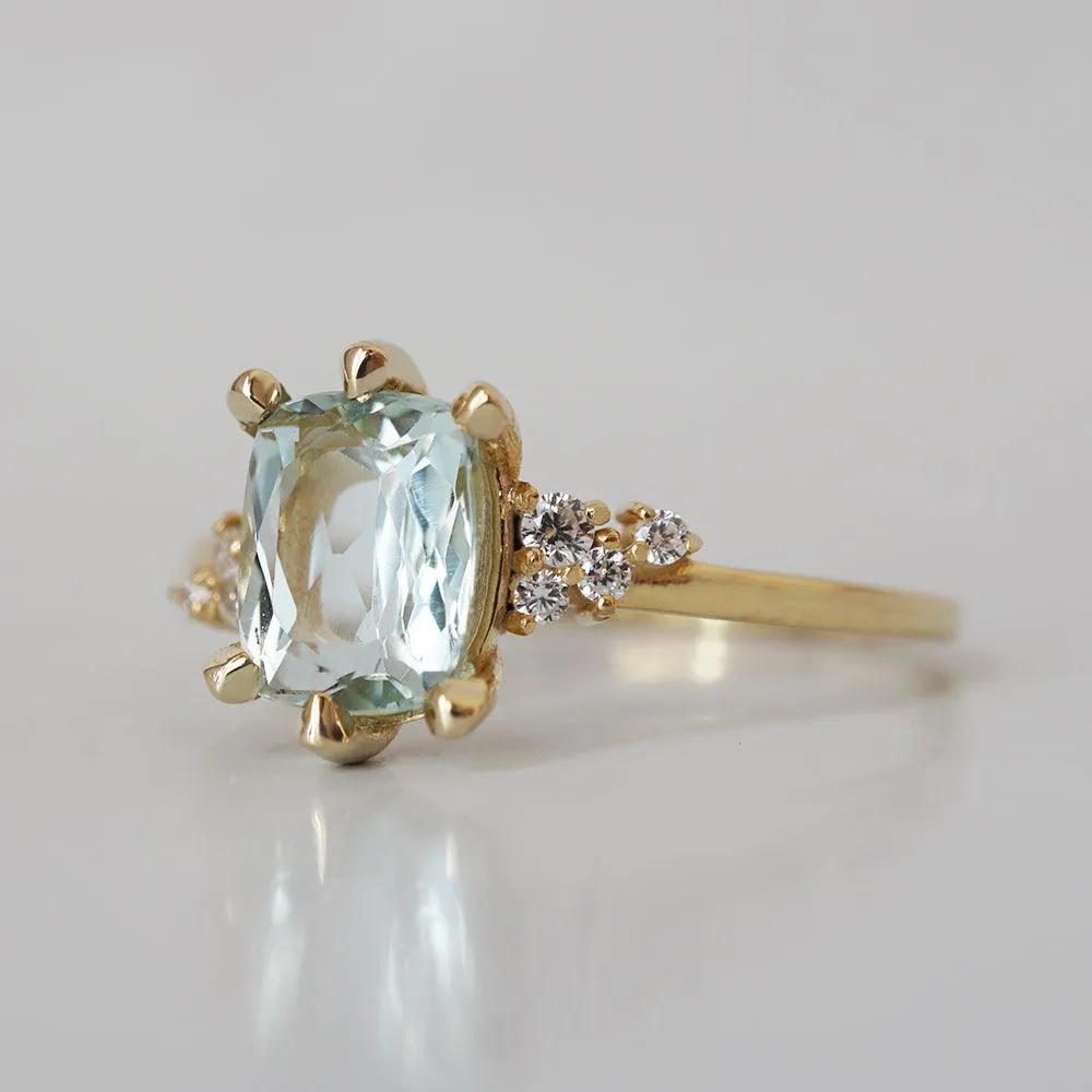 One Of A Kind: Aquamarine Cluster Diamond Ring