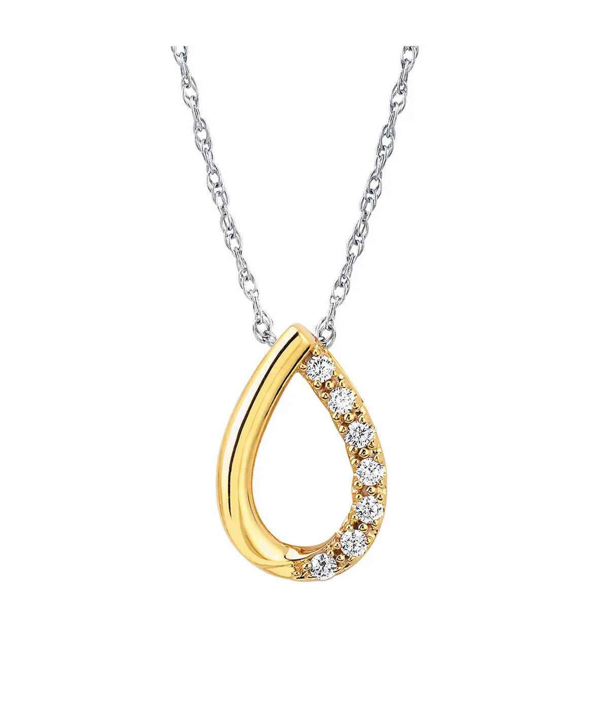 Ostbye - 10K Yellow and White Gold Teardrop Fashion Pendant