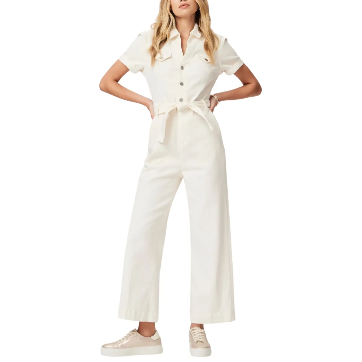 PAIGE Anessa Puff Sleeve Jumpsuit - Quartz Sand