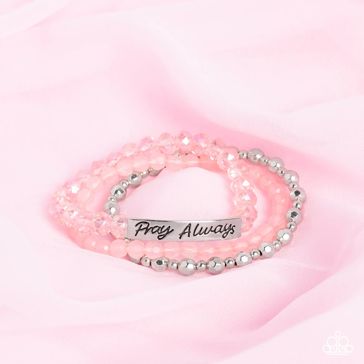 Paparazzi Accessories - Pray Always #B726 Drawer 1/2 - Pink Inspirational Bracelet