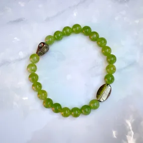 Peridot and Pyrite Skull Bracelet