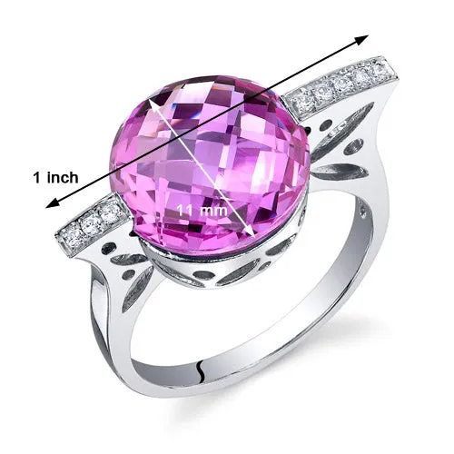 Pink Sapphire Round Cut Sterling Silver Ring Size 5