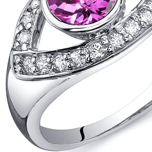 Pink Sapphire Round Cut Sterling Silver Ring Size 7