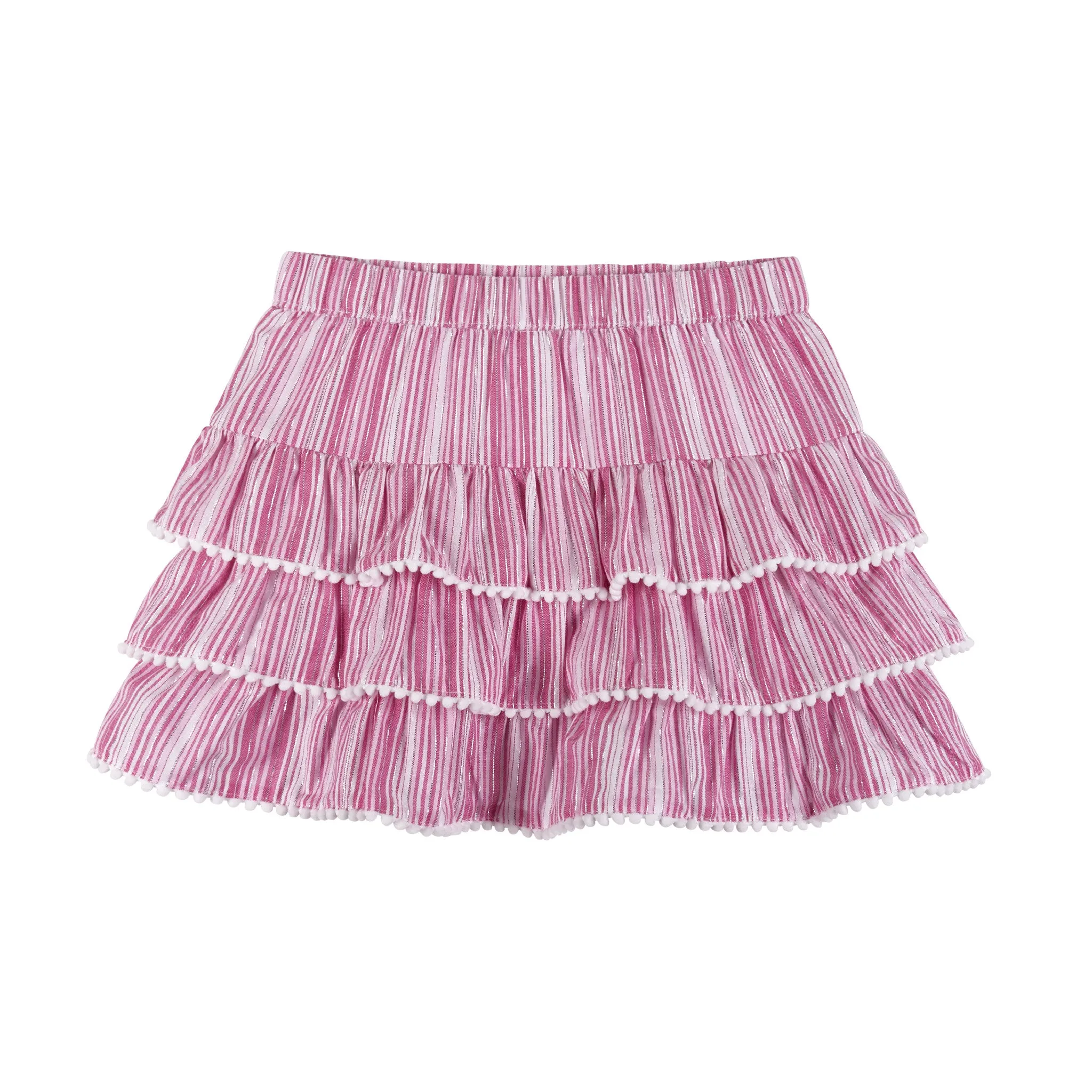 Pink Stripe Top & Tiered Ruffle Skirt Set