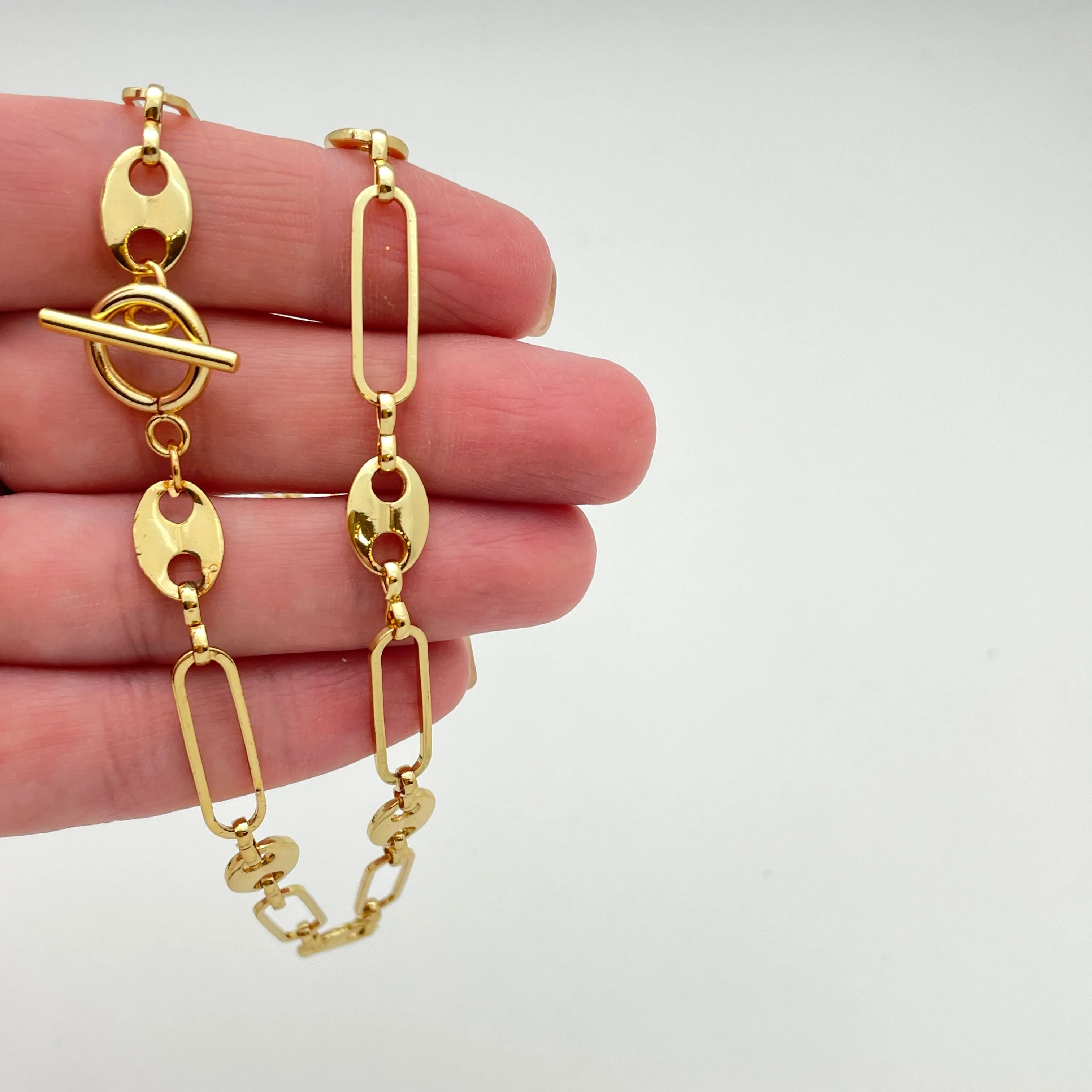 Plated Brass Paperclip & Mariner Chain Necklace