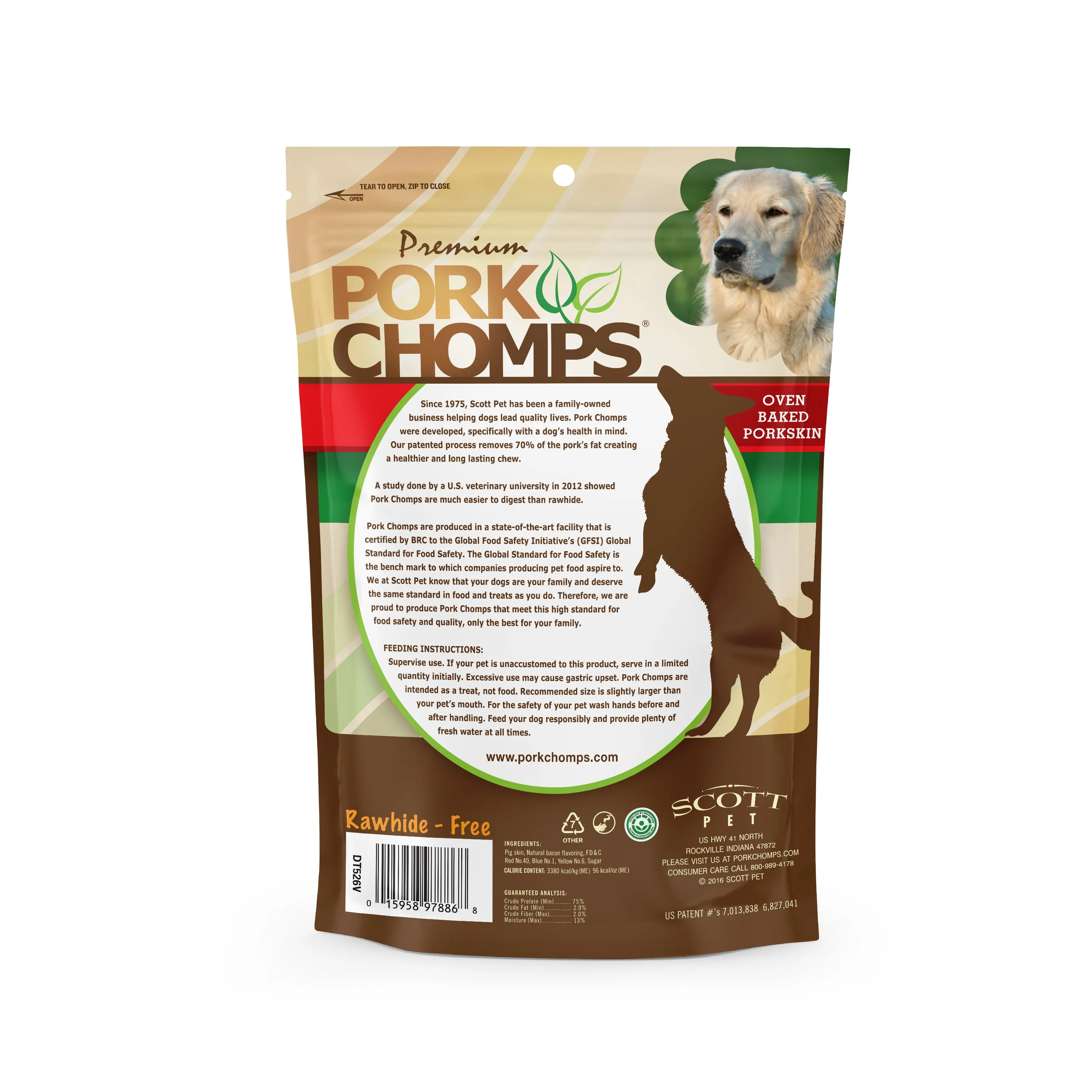 Pork Chomps 5 Baked Pork Skin Mini Twists with Bacon Flavor wrap, 30 count Dog Chews