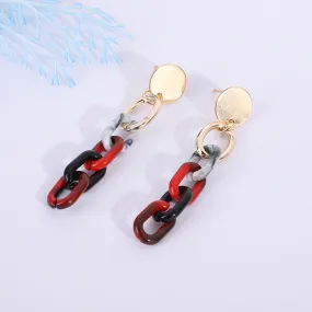 Punk Bamboo Acrylic Colorful Buckle Drop Dangle Earrings