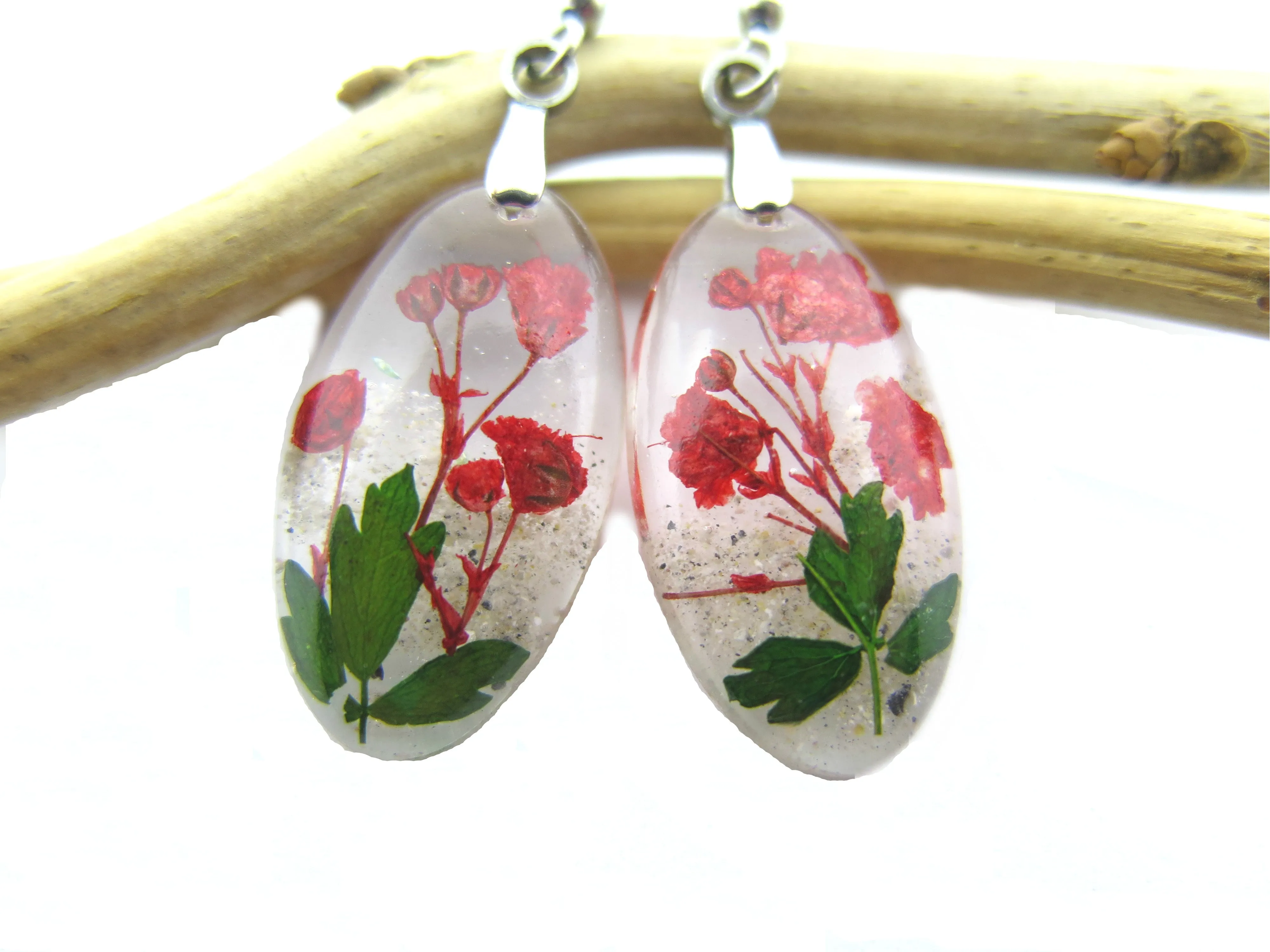 Red Baby's Breath Earrings with Cremains