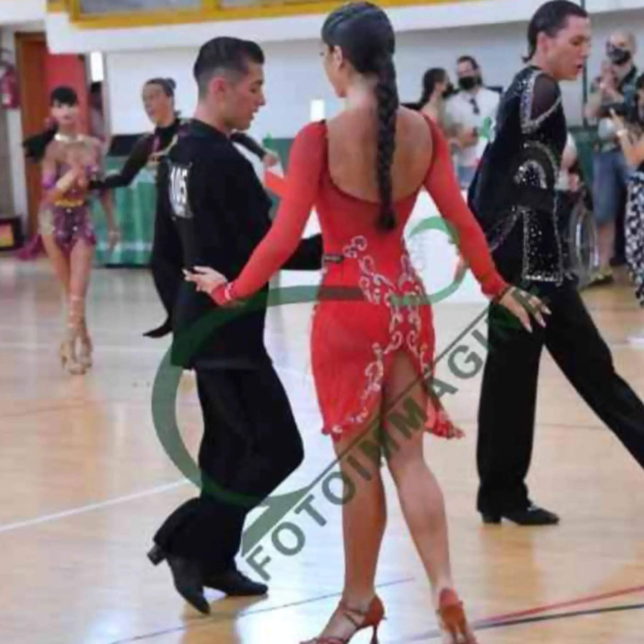 Red Latin Dress with Swarovski Stones