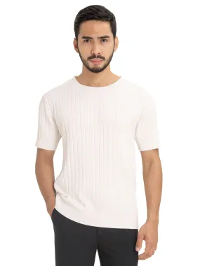 Ribbed Knit Tee - White