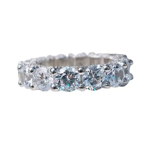 Round Cut Created Diamond Ring - 925 Sterling Silver