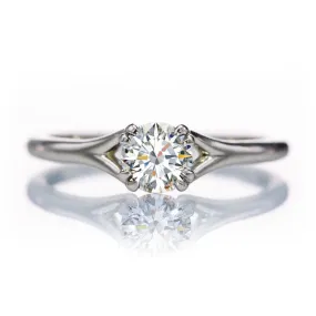 Round Diamond Double Prong Woven Setting Solitaire Engagement Ring