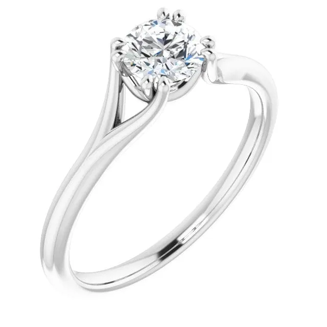 Round Diamond Double Prong Woven Setting Solitaire Engagement Ring