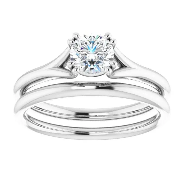 Round Diamond Double Prong Woven Setting Solitaire Engagement Ring