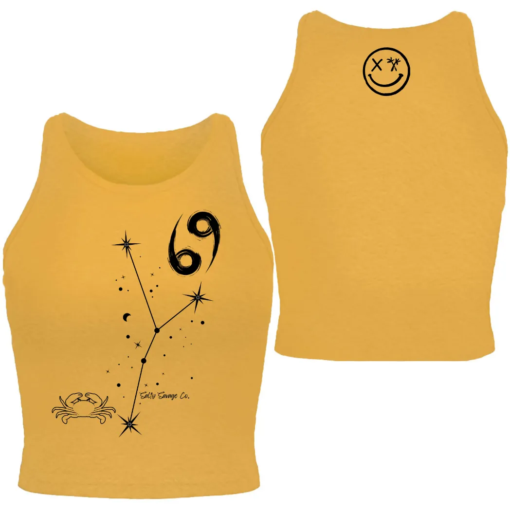 Salty Savage Ladies "Cancer" High Neck Sleeveless Crop Tank | Zodiac Collection