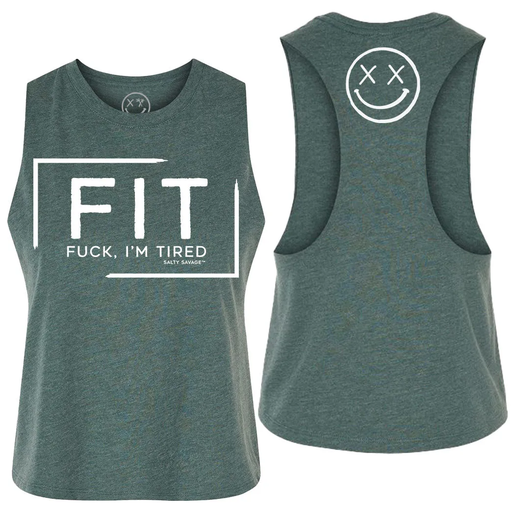 Salty Savage Ladies "FIT Fuck I'm Tired" Flowy Crop Tank