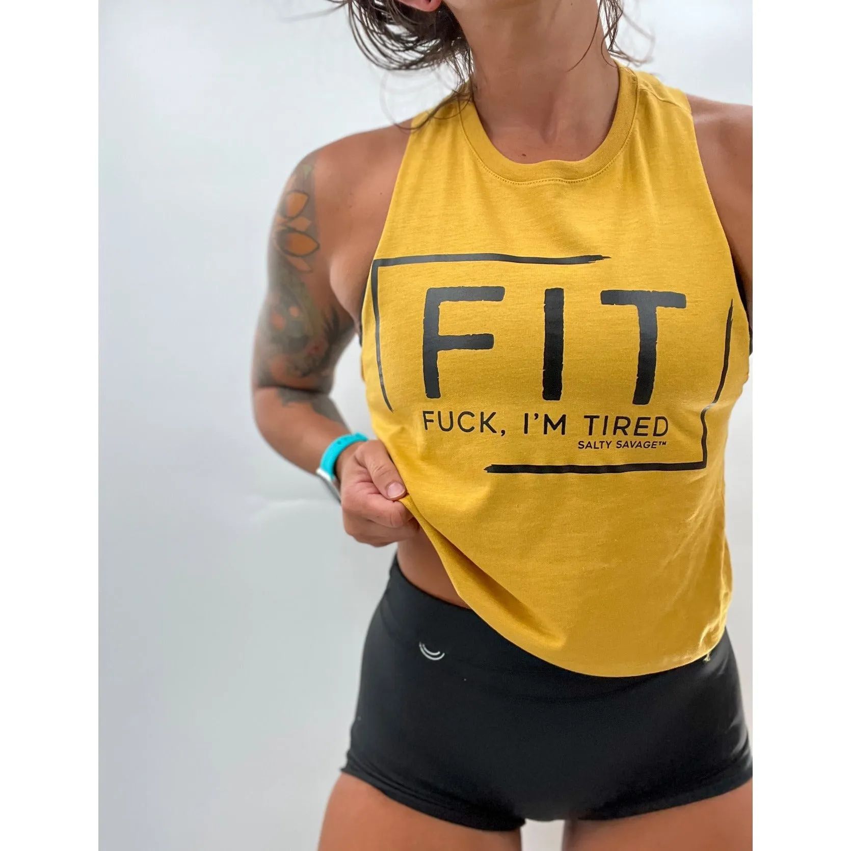 Salty Savage Ladies "FIT Fuck I'm Tired" Flowy Crop Tank