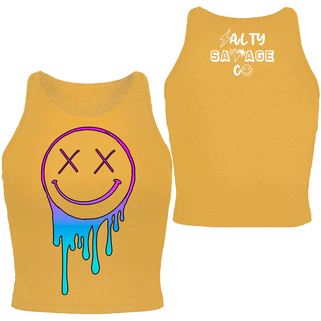 Salty Savage Ladies "OG Drip Smile" High Neck Sleeveless Crop Tank