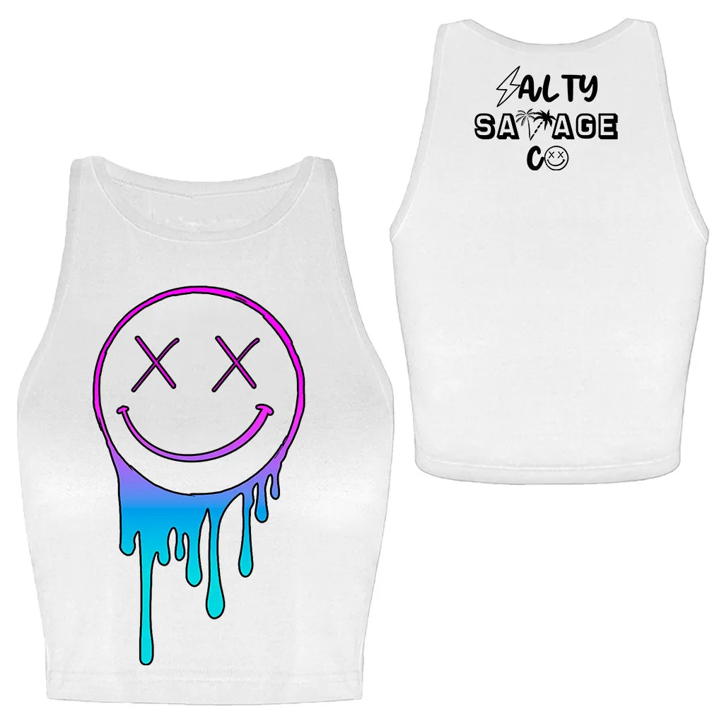 Salty Savage Ladies "OG Drip Smile" High Neck Sleeveless Crop Tank