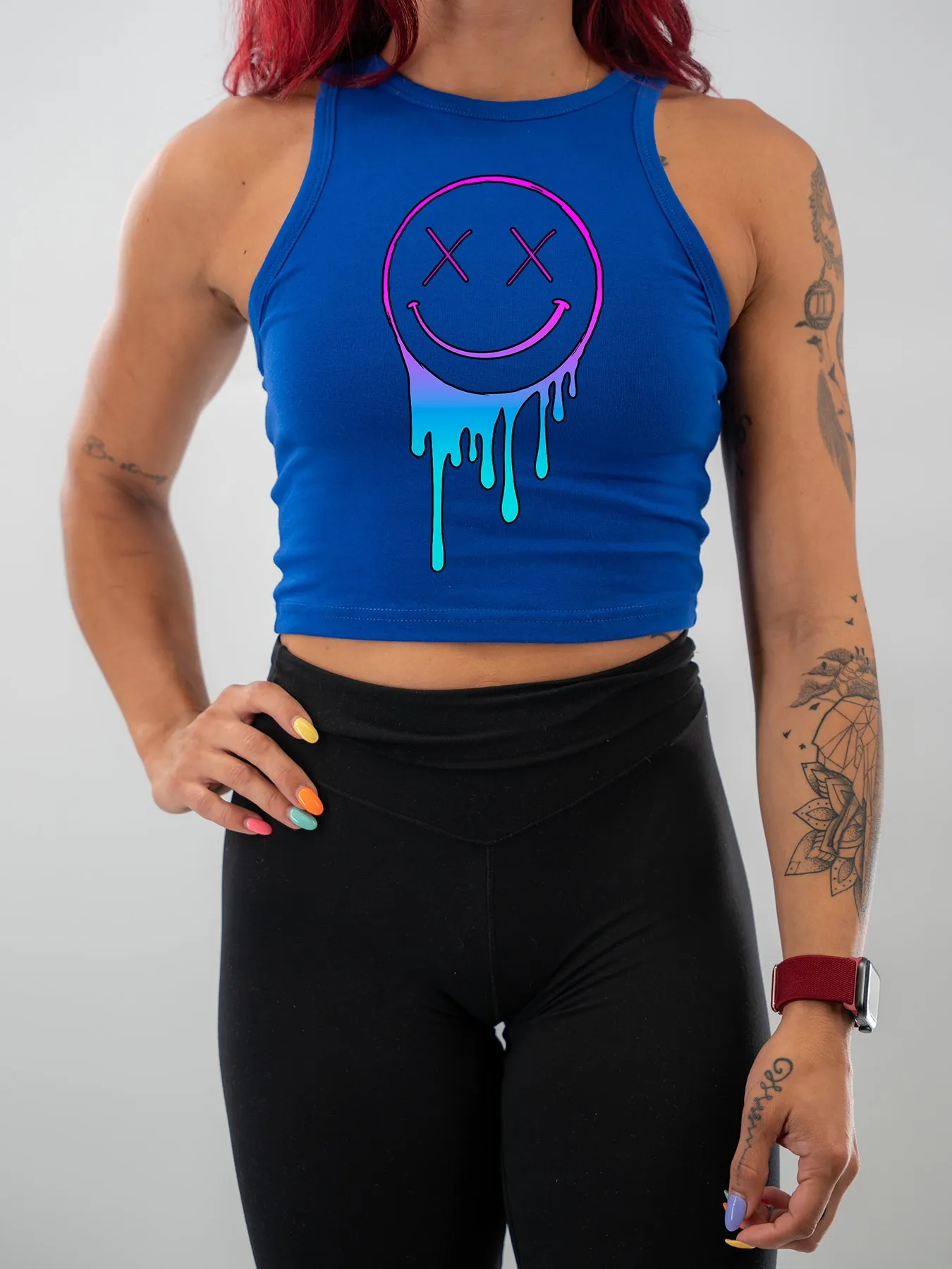 Salty Savage Ladies "OG Drip Smile" High Neck Sleeveless Crop Tank