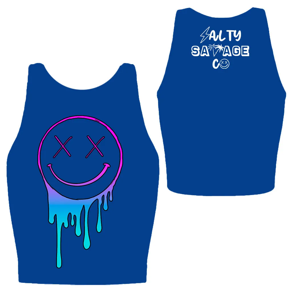 Salty Savage Ladies "OG Drip Smile" High Neck Sleeveless Crop Tank