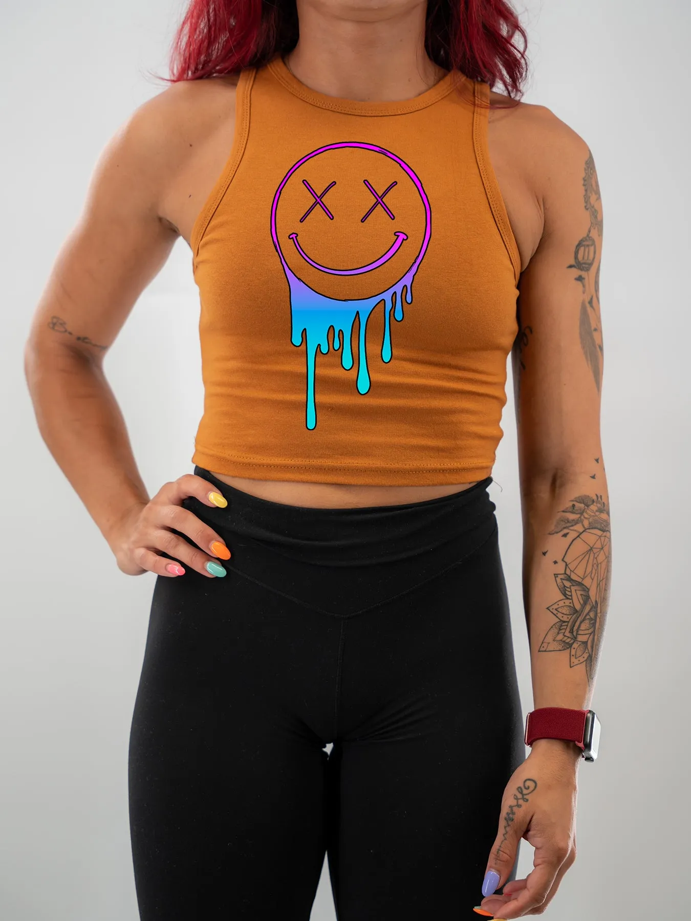 Salty Savage Ladies "OG Drip Smile" High Neck Sleeveless Crop Tank