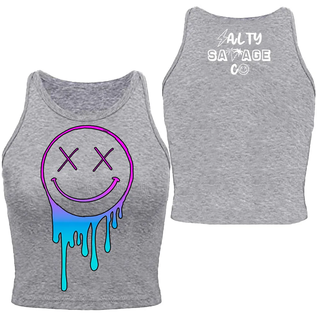 Salty Savage Ladies "OG Drip Smile" High Neck Sleeveless Crop Tank