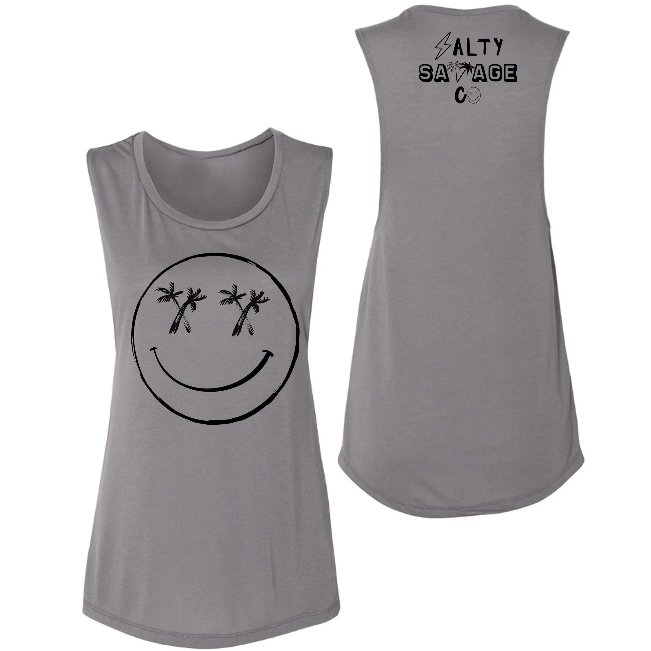 Salty Savage Ladies "Palm Smile" Muscle Tank