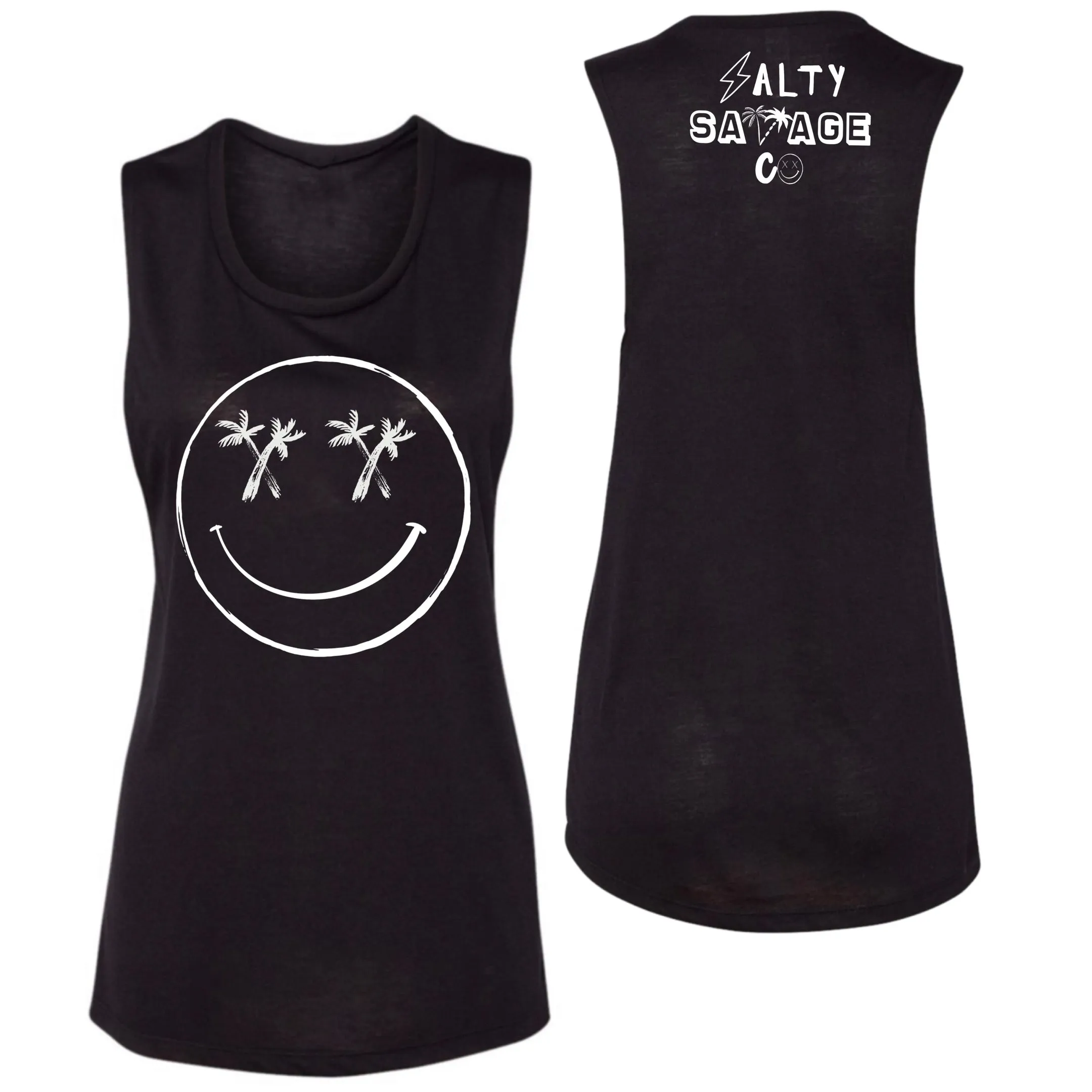 Salty Savage Ladies "Palm Smile" Muscle Tank