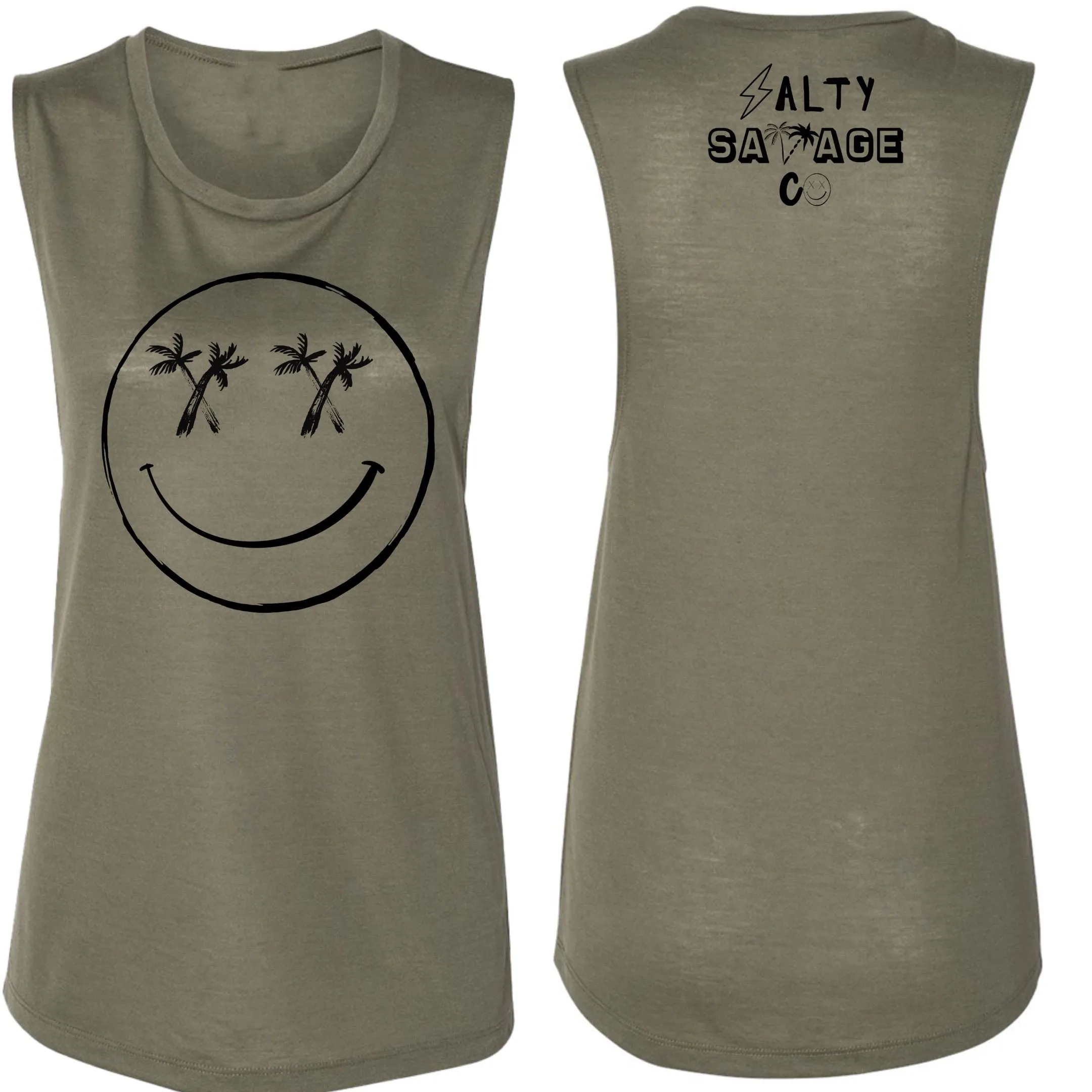 Salty Savage Ladies "Palm Smile" Muscle Tank