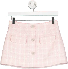 Self-Portrait Pink Boucle Button Mini Skirt UK 8