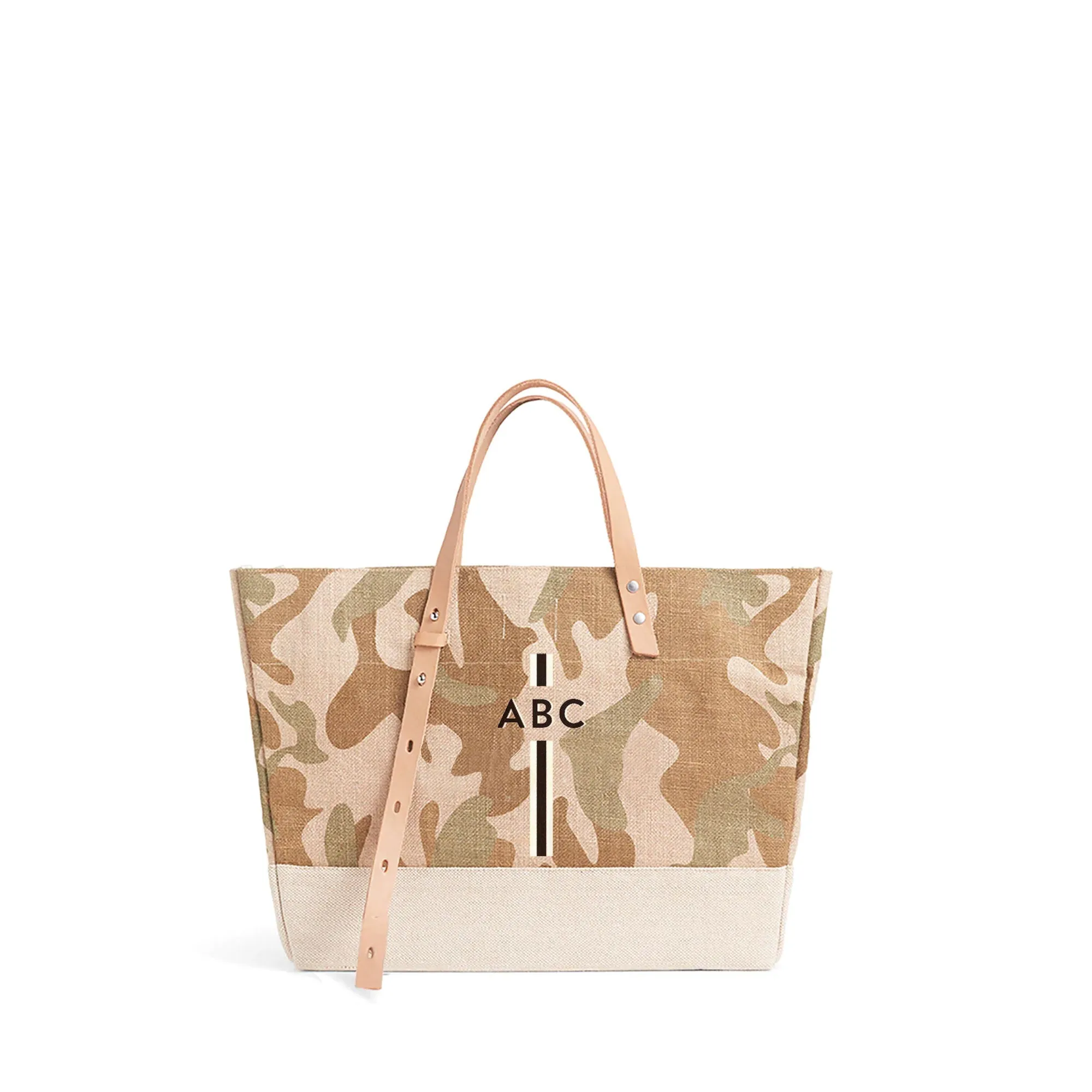 Shoulder Market Bag in Safari with Monogram